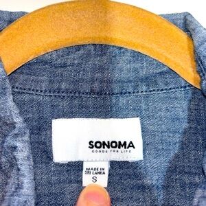 Men’s Adult Small Sonoma Gray Dress Shirt Long Sleeve